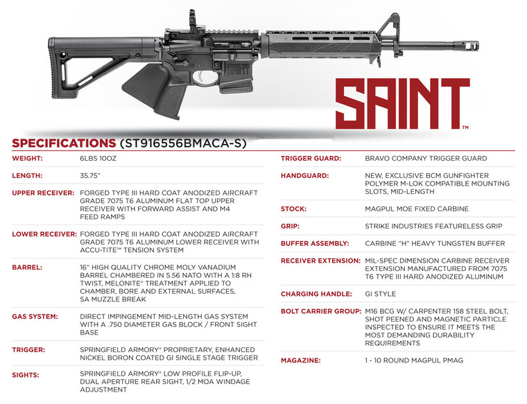 Springfield SAINT | Rifles | 223 Rem/556 NATO | 16