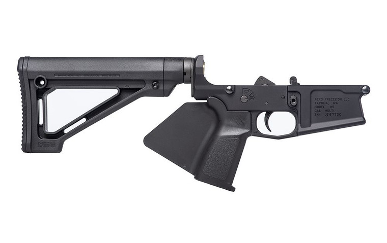 Aero Precision M5 Featureless Complete Lower Receiver w/ Magpul Fixed Carbine Stock  | Lower Receiver | Black | APAR308055