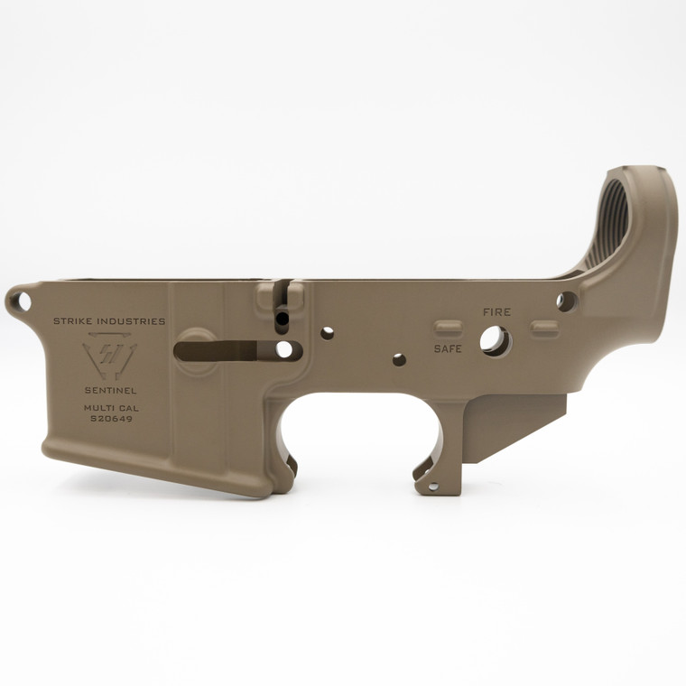 Strike Industries Limited Edition Stripped Lower Receiver BLEM | Lower Receiver | Multi-Cal | FDE