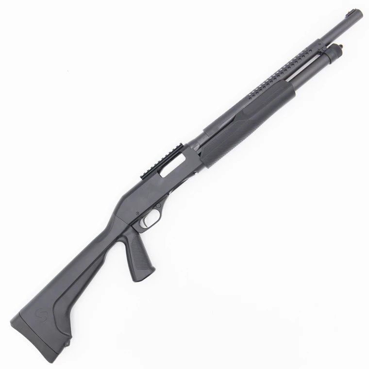 Stevens 320 | Shotgun | 18.5” Barrel | 12 Gauge | 5 Rounds | Right Hand | Heat Shield | Weaver Style Rail | Black | 19496