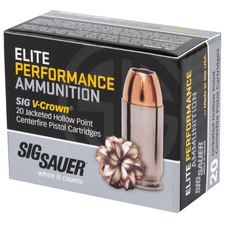 Sig Sauer Elite Performance V-Crown 9mm Jacketed Hollow Point | Ammo | 147 Gr | Box Of 20 | E9MMA3-20 | 9A