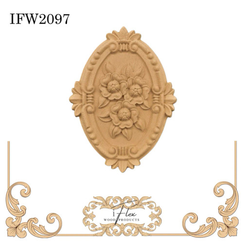 IFW 2097 iFlex Wood Products, bendable mouldings, flexible, wooden appliques, flower, plaque
