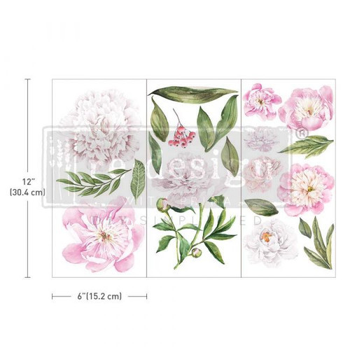 SMALL TRANSFERS – MORNING PEONIES – 3 SHEETS, 6″X12″