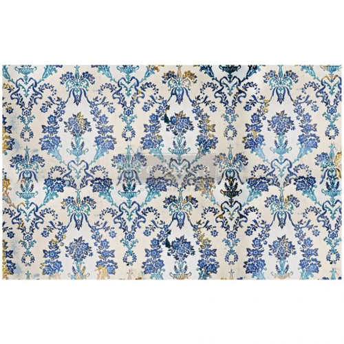 Redesign With Prima/ Cobalt Flourish Redesign Decoupage Decor Tissue Paper (19"x30" total size)