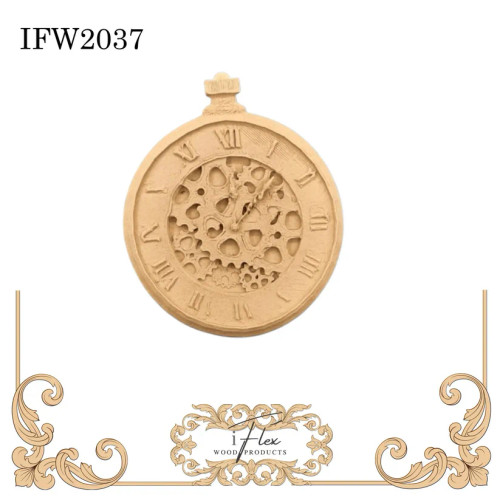 2037 iFlex Wood Products, bendable mouldings, flexible, wooden appliques, pediment, architectural piece steampunk, clock 