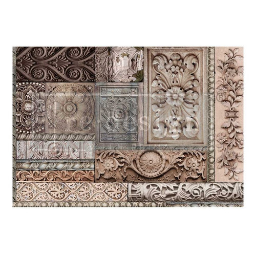 A1 Decoupage Fiber – Carved Stonework – 1 sheet, A1 size