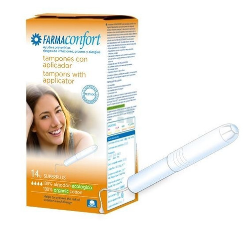 Tampones de algodón con aplicador farmaconfort super plus 14 U