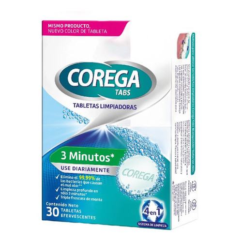 Corega oxígeno bioactivo limpieza prótesis dental 30 tab