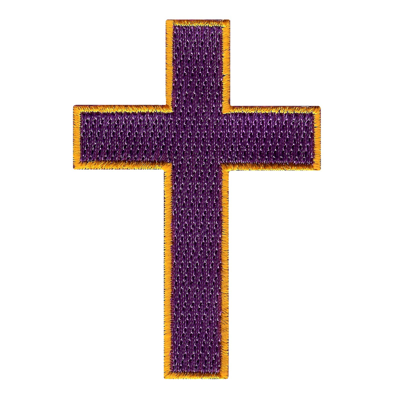  Gold Ornate Cross - Embroidered Iron on Patch