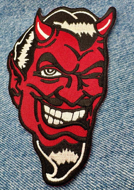 Red Devil Smiling Embroidered Patch