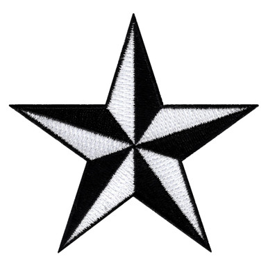 Black White Nautical Star Embroidered Patch