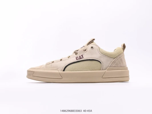 CAT Casual Shoes Beige Suede Canvas Low Top BV0074-018