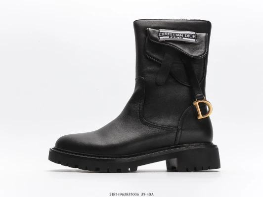Dior Boots Black Leather Buckle Pocket