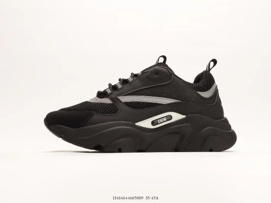Dior B24 Sneakers Black Leather Mesh Reflective Detail