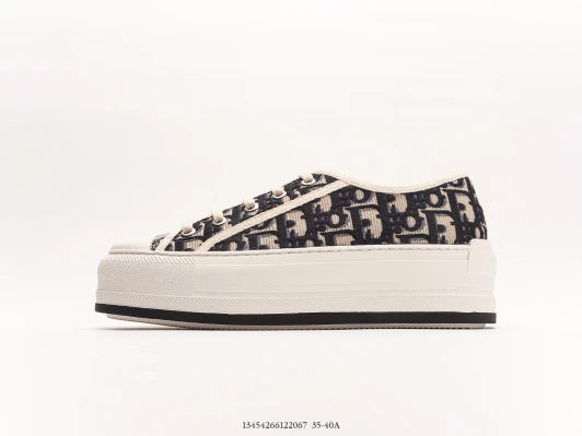 Dior Sneakers Beige/Navy Canvas Platform Low Top