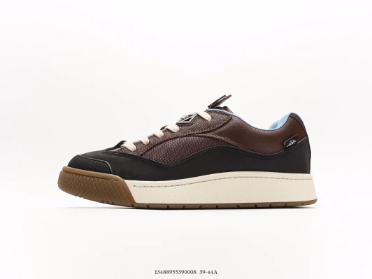 Prada Sneakers Brown Suede Leather Mixed Material Lace Up Low Top