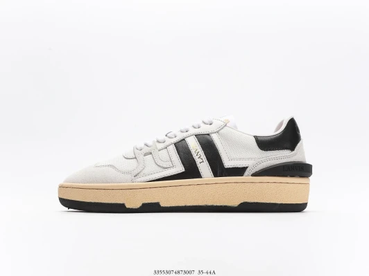 Lanvin Sneakers White Suede Leather Black Stripes PA0920-008