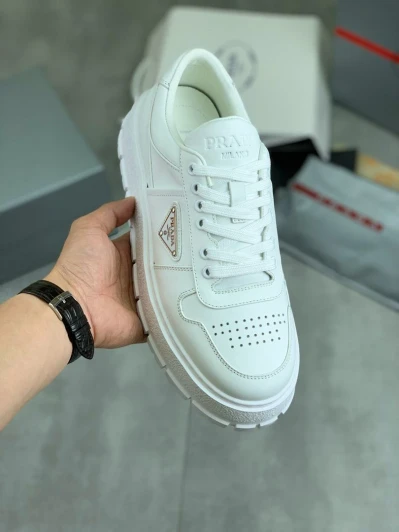 Prada Sneakers White Leather Chunky Sole Logo Detail