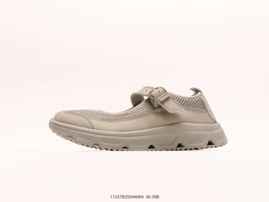 Salomon Mary Jane Shoes Taupe Mesh Synthetic Strap