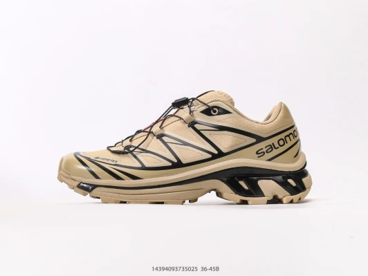 Salomon Trail Running Shoes Beige Synthetic Quicklace JR6655