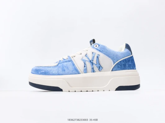 MLB New York Yankees Sneakers Blue Suede White Leather Logo