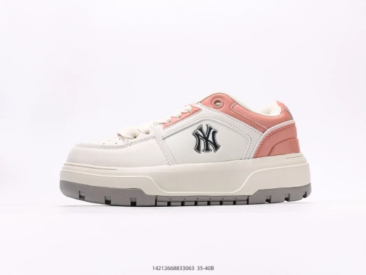 MLB New York Yankees Sneakers White Pink Leather Platform AQ9129-50