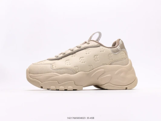MLB Sneakers Beige Embossed Leather Chunky Sole R5415-10