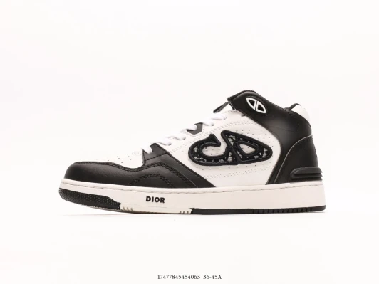 Dior B27 Sneakers White Black Leather Mid Top