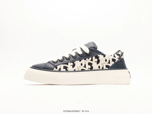 Dior Canvas & Leather Low Top Sneakers Navy White AO3108-101