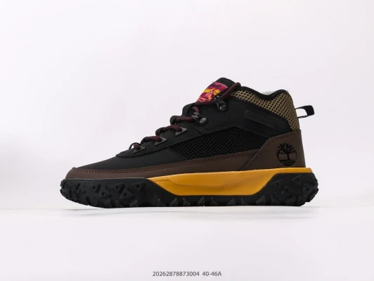 Timberland Mid Top Boots Black Yellow Rubber Sole DJ0950-101