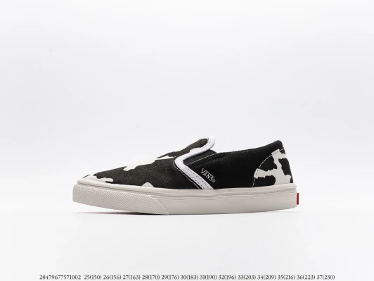 Vans Slip-On Shoes Black White Cow Print Canvas