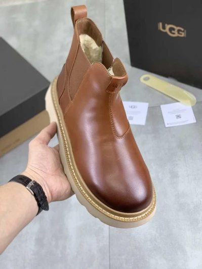 UGG Chelsea Boots Brown Leather Side Gusset Warm Lined