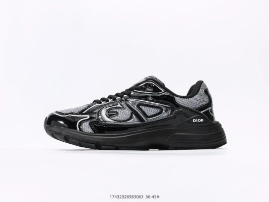 Dior B27 Low Sneakers Black Grey Mesh Leather CV9388-100