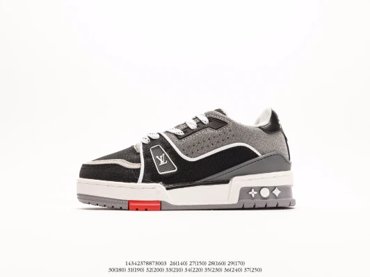Louis Vuitton Sneakers Black Grey Mixed Material Monogram Detail