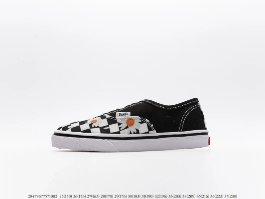 Vans Canvas Low Top Daisy Checkerboard Sneakers Black