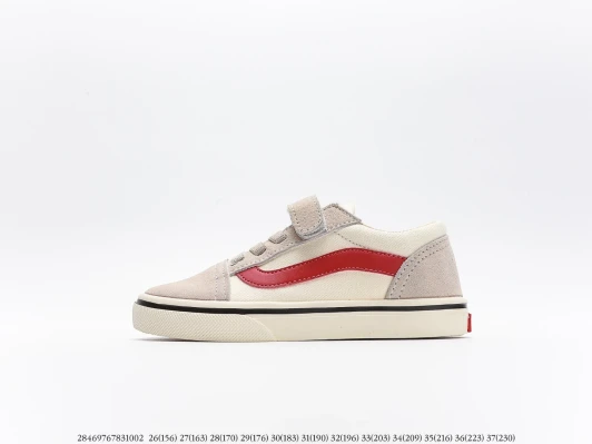 Vans Canvas Suede Sneakers Cream Red Velcro Strap