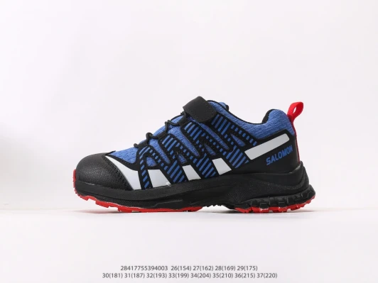 Salomon Kids Trail Running Shoes Blue Black White Red Hook and Loop