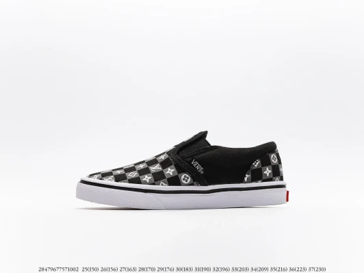 Vans Slip-On Sneakers Black White Checkerboard Monogram