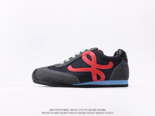 Loewe Athletic Shoes Navy Blue Suede Red Logo DJ4375-106
