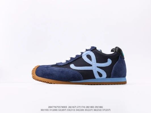 Loewe Casual Sneakers Navy Blue Suede & Nylon With Light Blue Accent
