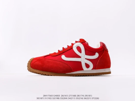 Loewe Casual Red Suede & Nylon Sneakers With White Logo
