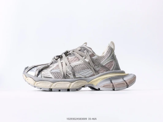 Balenciaga Sneakers Silver Mesh Lace-Up Chunky Sole