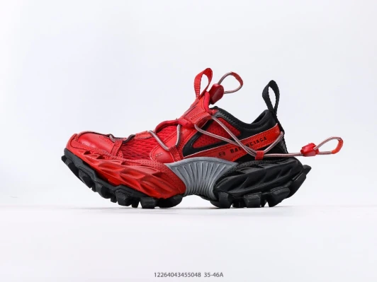 Balenciaga Sneakers Red Synthetic Mesh Chunky Sole