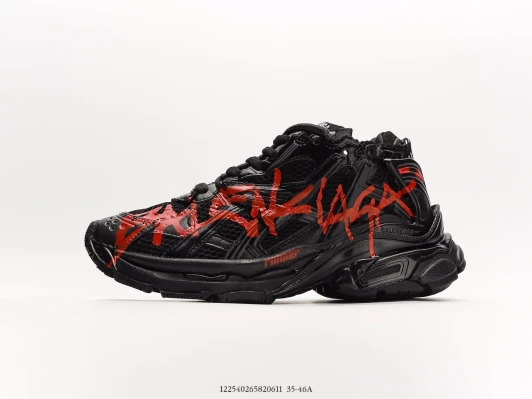 Balenciaga Runner Sneakers Black Red Graffiti
