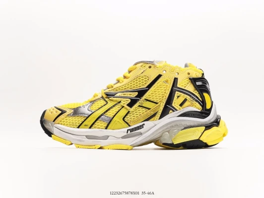 Balenciaga Runner Trainers Yellow Mesh Black Silver