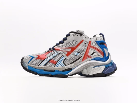 Balenciaga Runner Sneakers Grey Blue Red Mesh