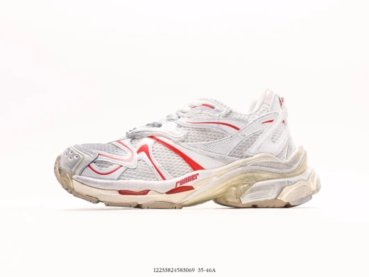 Balenciaga Runner Sneakers White Red Mesh Rubber