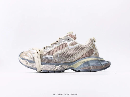Balenciaga Sneakers Beige Metallic Mesh Chunky Sole