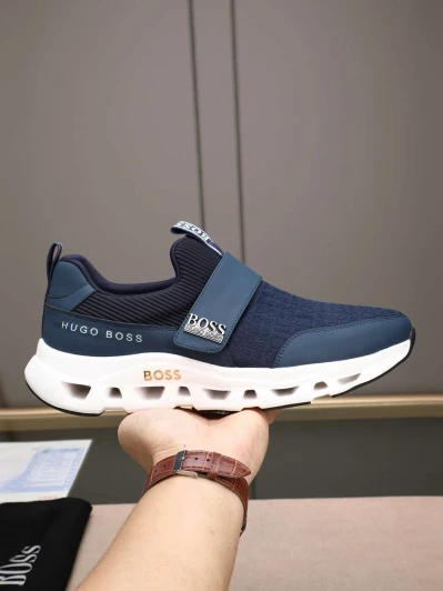 Hugo Boss Boss Navy Blue Textile Slip-On Sneakers