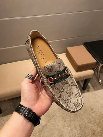 Gucci Loafers Gold Monogram Bee Detail